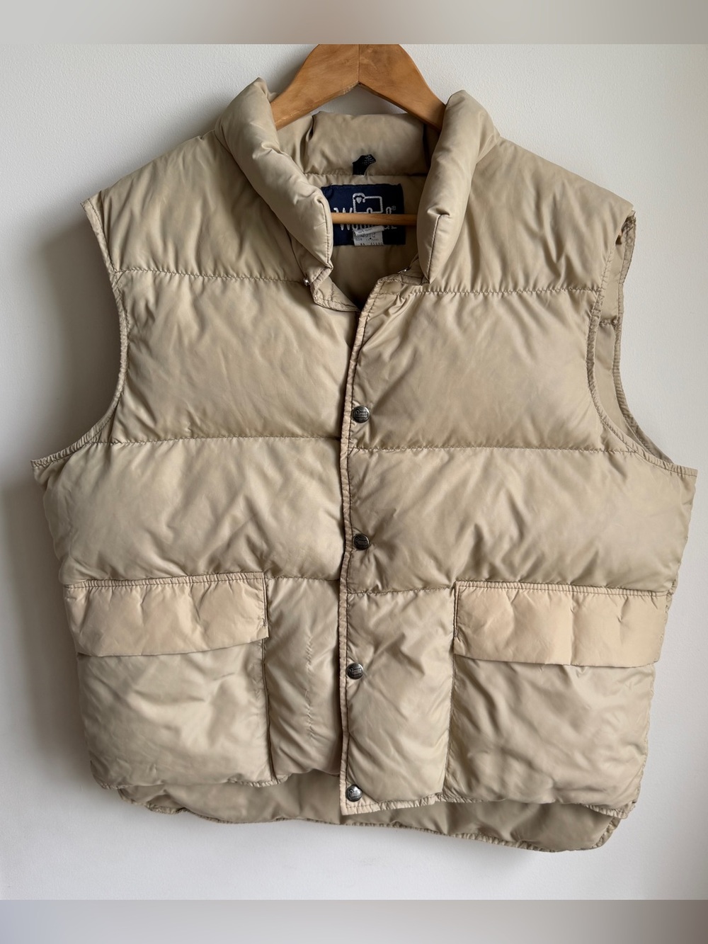 Woolrich Down Puffer Button Vest Khaki Womens Large Made in USA